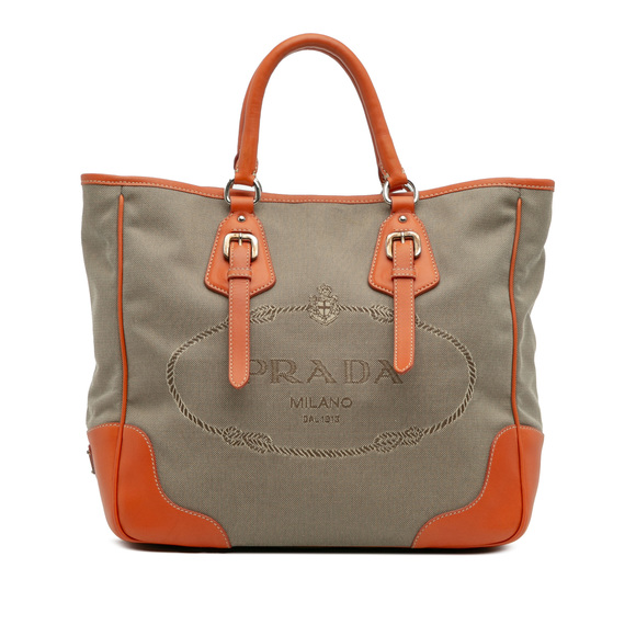 Pre-Loved Prada Canvas Canapa Logo Convertible Tote - Picture 1 of 12